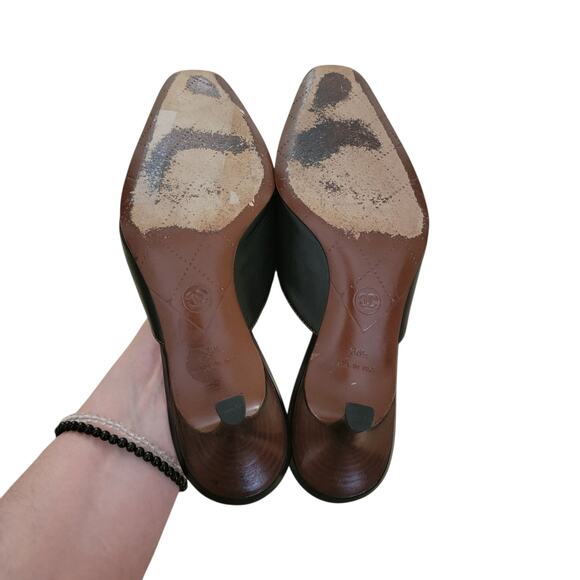 Chanel Vintage Black Leather CC Logo Kitten Heel Slip-On Mules 36.5 6 Heels - Picture 14 of 15